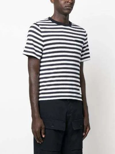 THOM BROWNE  |Crew Neck Pullovers Stripes Cotton Short Sleeves Logo