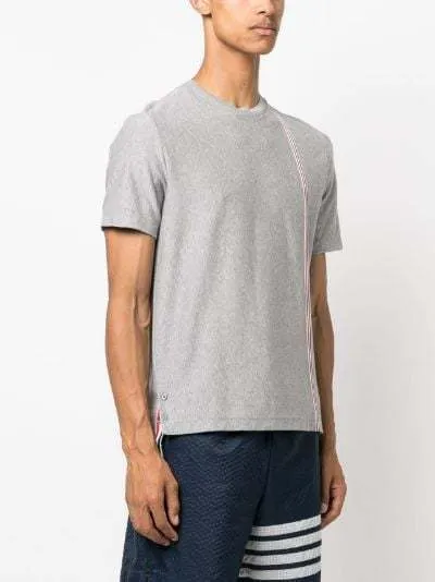 THOM BROWNE  |Crew Neck Pullovers Stripes Plain Cotton Short Sleeves Logo