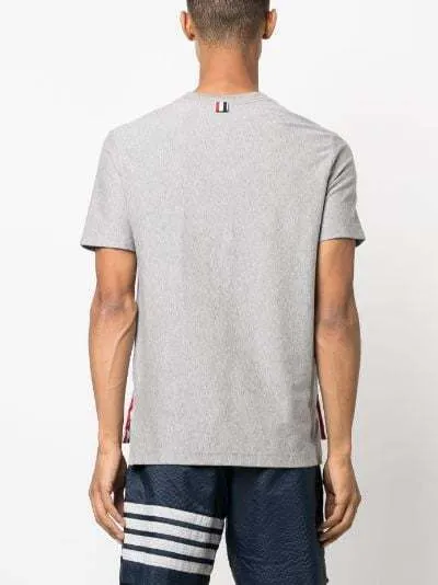 THOM BROWNE  |Crew Neck Pullovers Stripes Plain Cotton Short Sleeves Logo