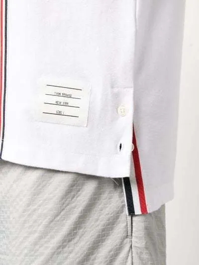 THOM BROWNE  |Crew Neck Pullovers Stripes Plain Cotton Short Sleeves Logo