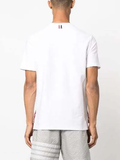 THOM BROWNE  |Crew Neck Pullovers Stripes Plain Cotton Short Sleeves Logo