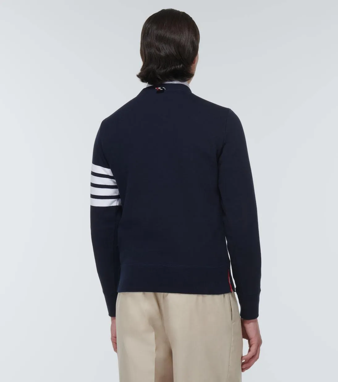 THOM BROWNE  |Crew Neck Pullovers Stripes Sweat Long Sleeves Cotton Logo