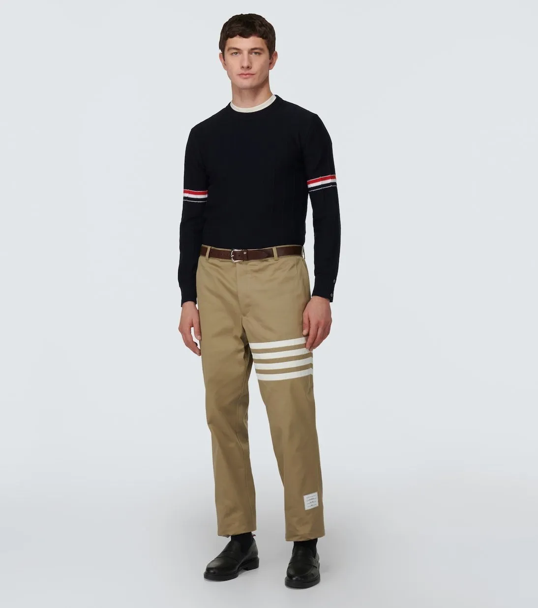 THOM BROWNE  |Crew Neck Pullovers Stripes Wool Long Sleeves Plain