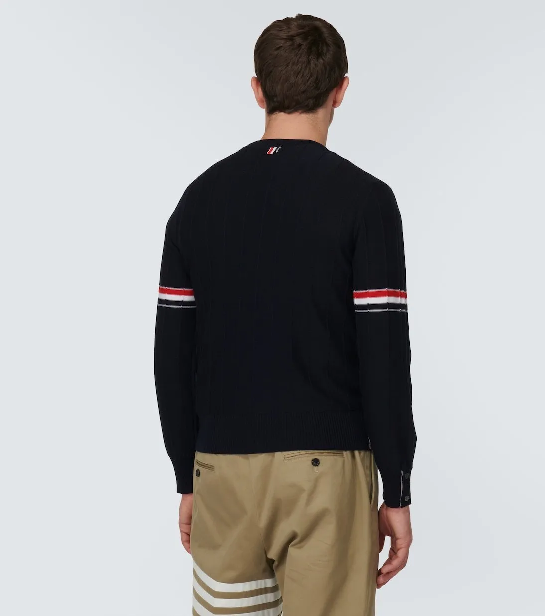 THOM BROWNE  |Crew Neck Pullovers Stripes Wool Long Sleeves Plain