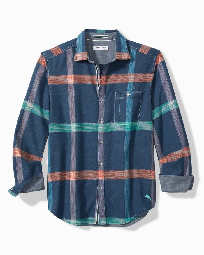 Tommy Bahama Mens Canyon Beach Chill Out Check Stretch Long Sleeve Flannel Shirt