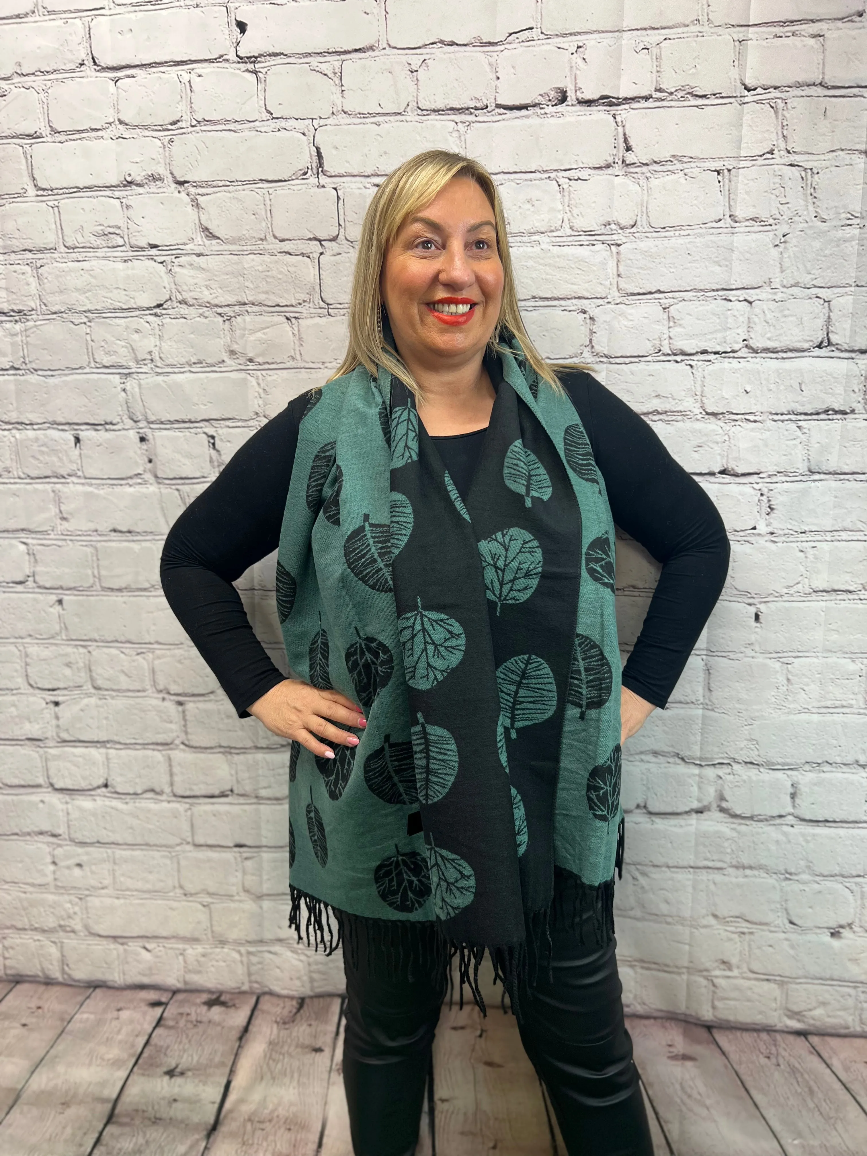 Tree Of Life Reversable Fringed Scarf