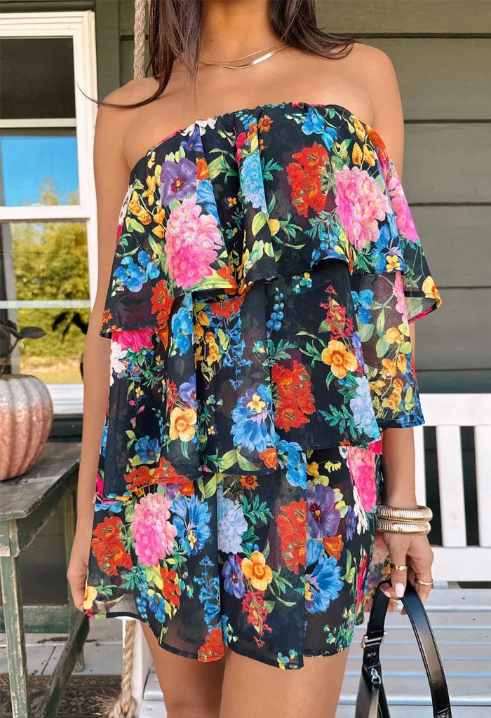 Triple Decker Romper-Midnight Botanical Floral