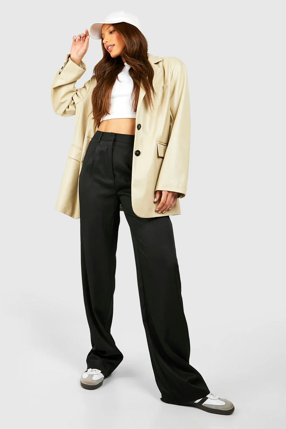 Trousers | Tall Woven Tailored Wide Leg Trousers | boohoo