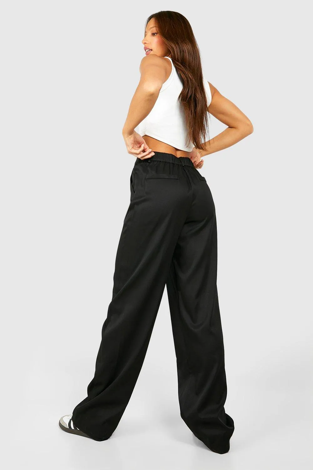 Trousers | Tall Woven Tailored Wide Leg Trousers | boohoo