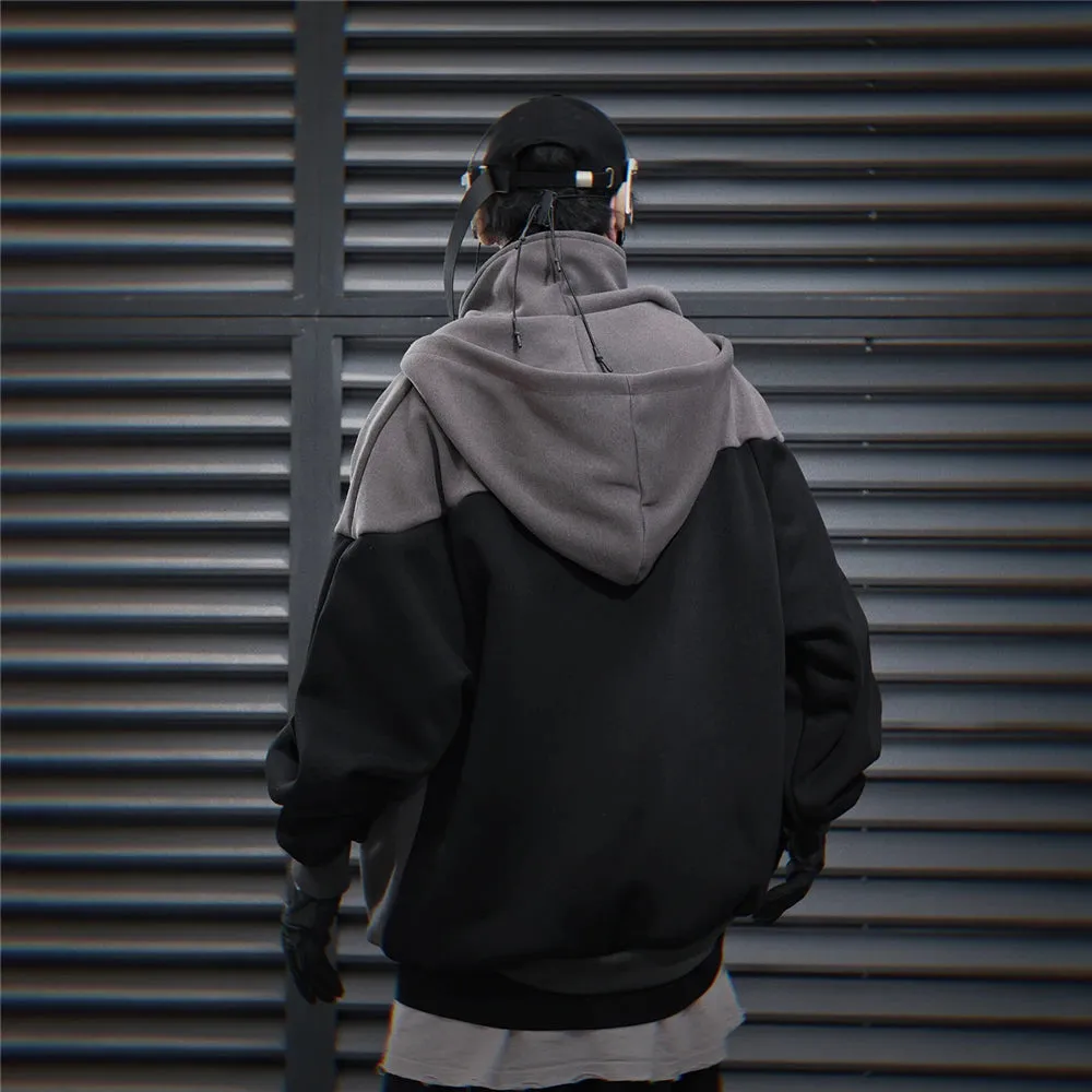 Two Tone Reglan Sleeve Pullover Hoodie