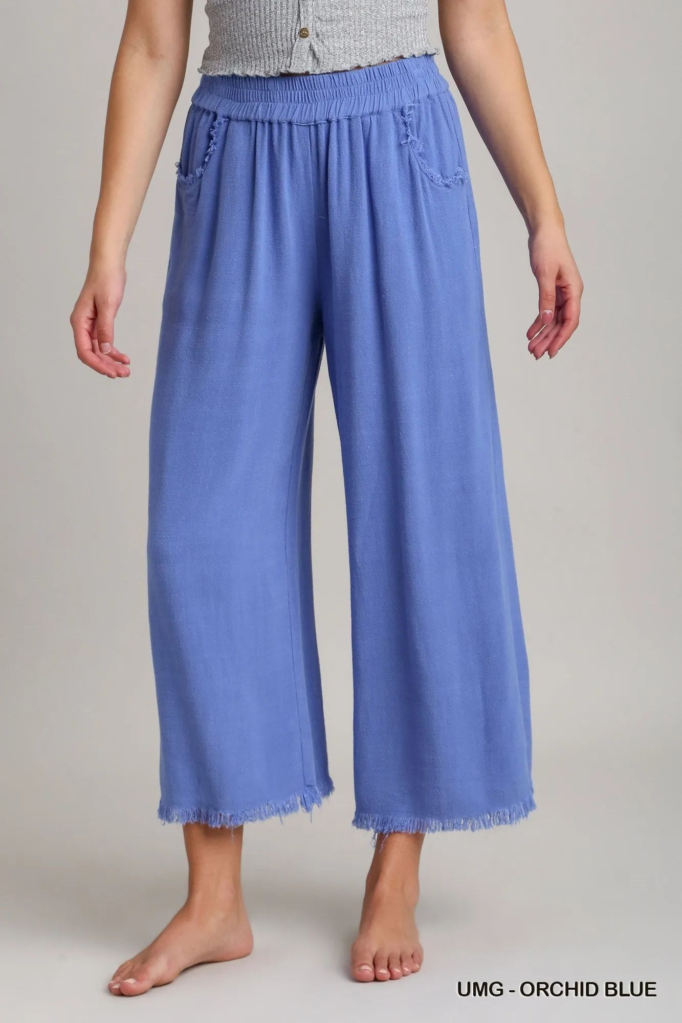 Umgee Frayed Hem Pants