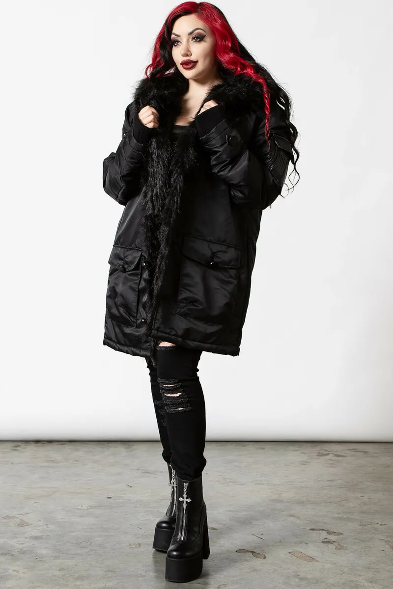 Unisex jacket KILLSTAR - Highway To Hell Parka - Black - KSRA004009  -  Metal-shop