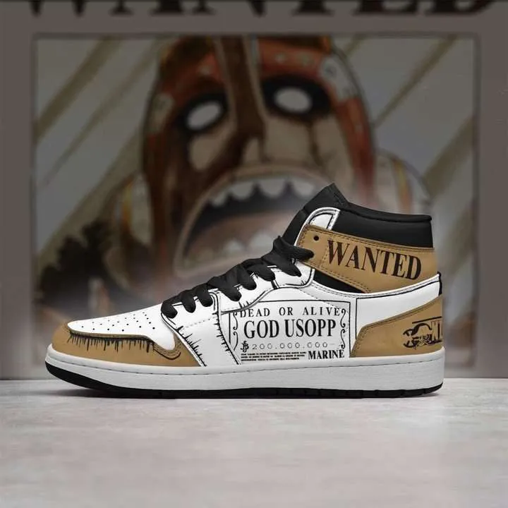 Usopp Wanted JD1 Boot Sneakers One Piece Anime ShoesUsopp Wanted JD1 Boot Sneakers One Piece Anime Shoes