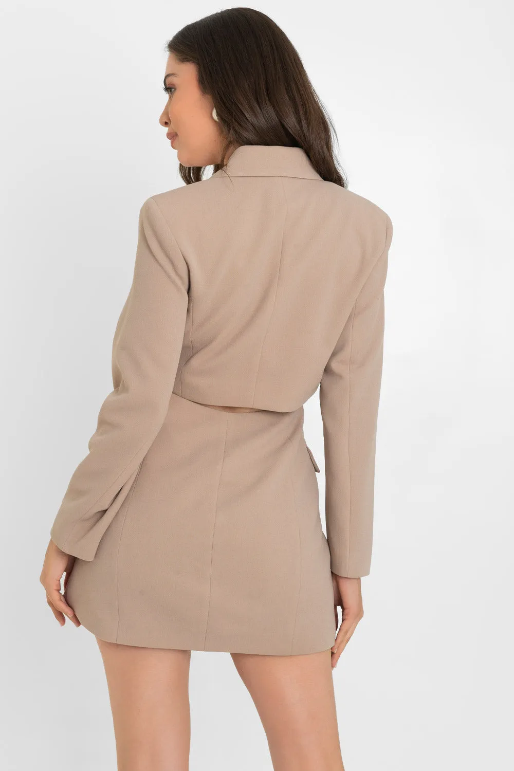 Vestido blazer cruzado corto con cut out