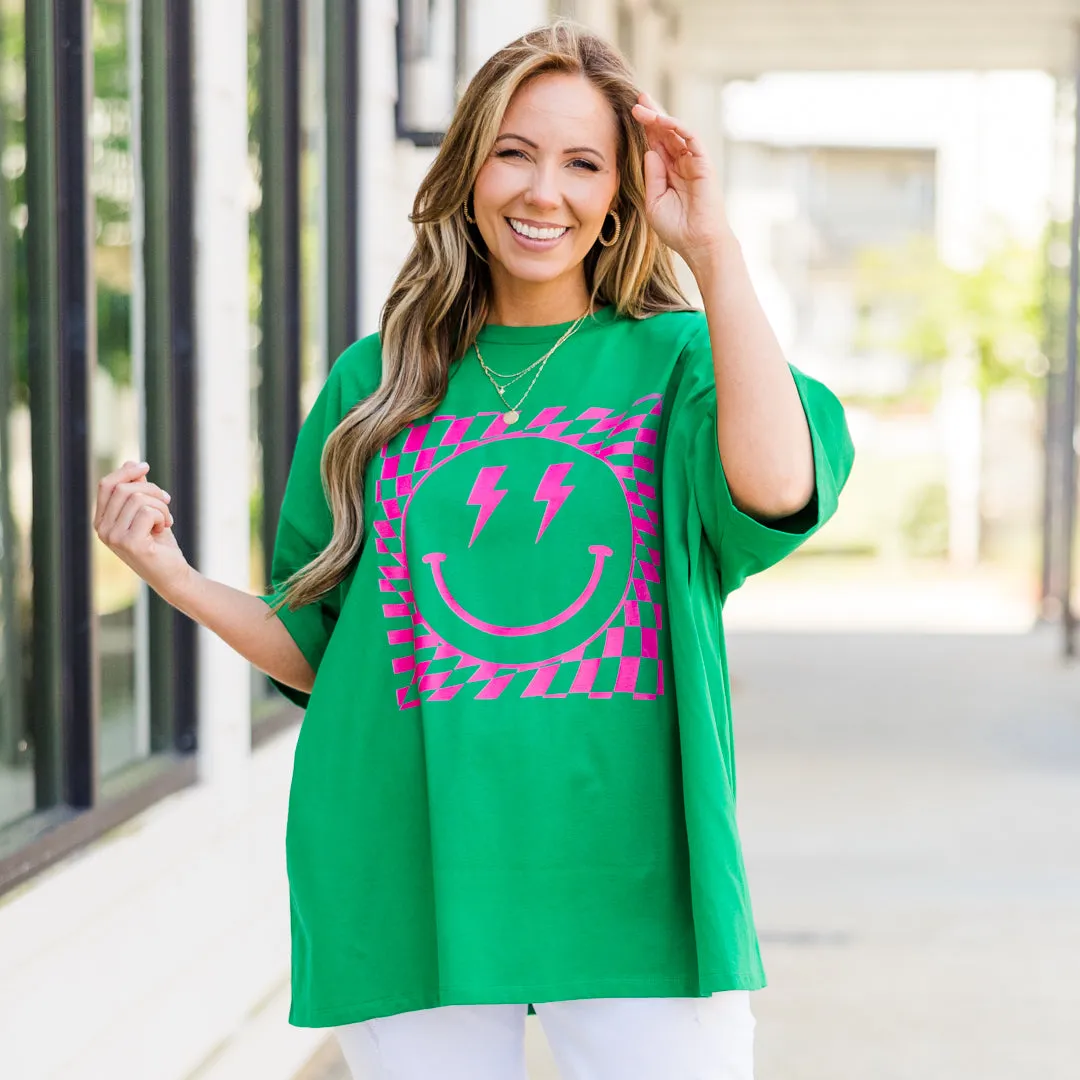 Watermelon Sugar Smiles Boyfriend Tee, Evergreen