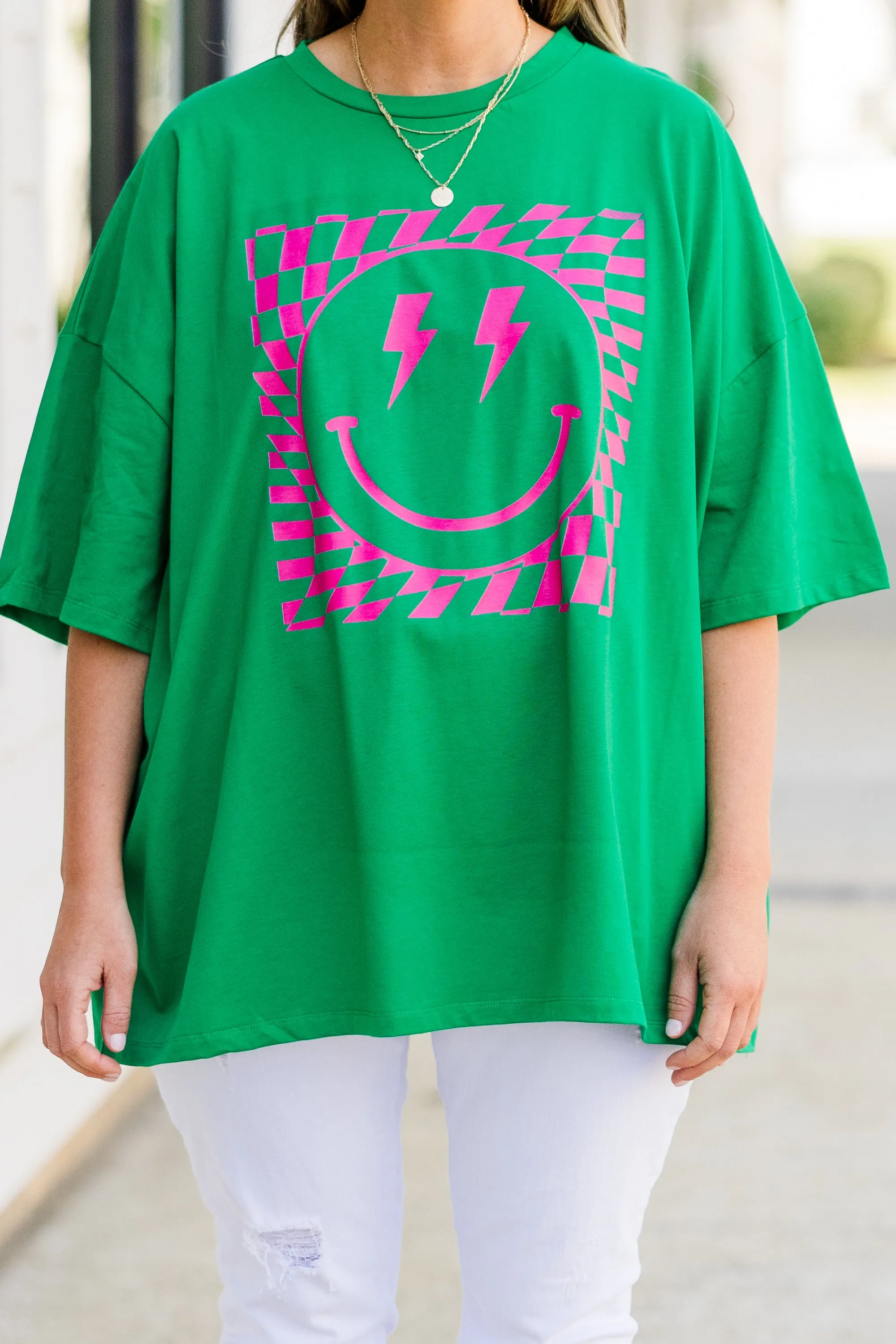 Watermelon Sugar Smiles Boyfriend Tee, Evergreen