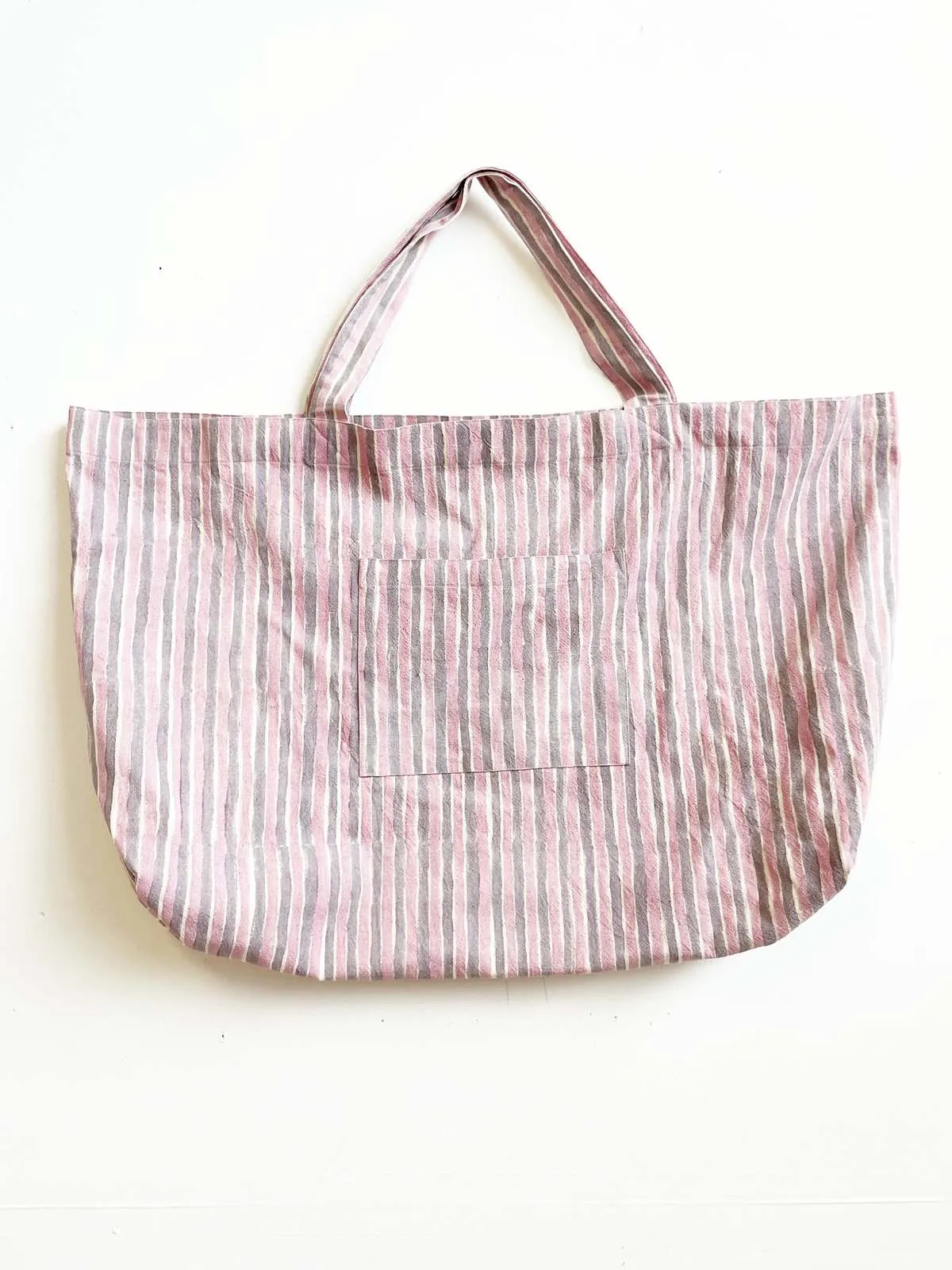 Weekend Tote Bag - Lavender/Blue Grey Stripes