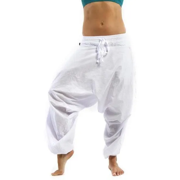 White Cotton Harem Pants