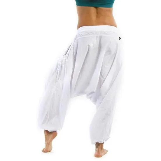 White Cotton Harem Pants