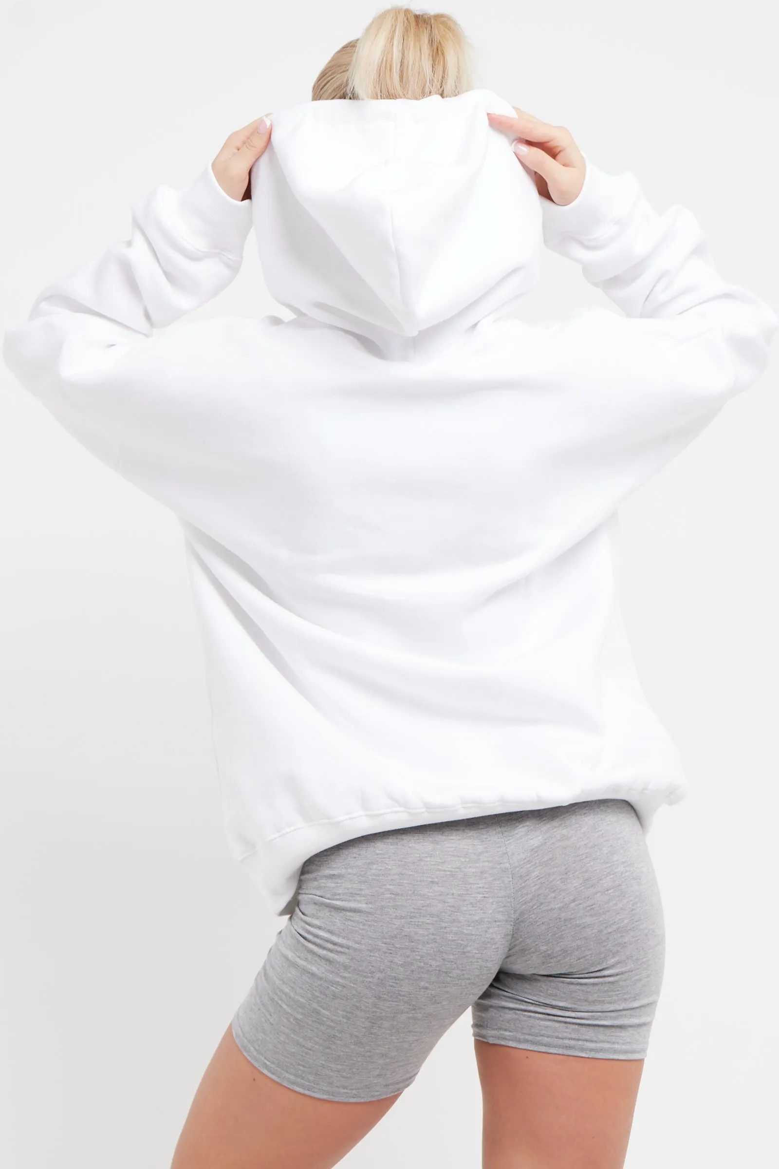 WHITE STYLIST SLOGAN OVERSIZED HOODIE