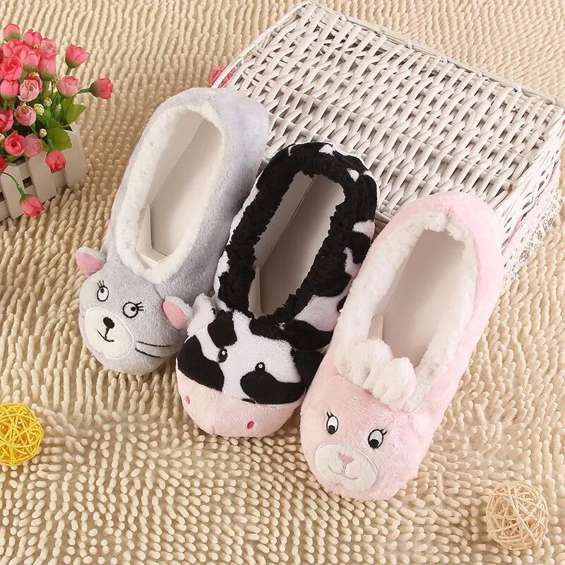 Women's Animal Shape Soft Sole Warm Flats Indoor Floor Slippers