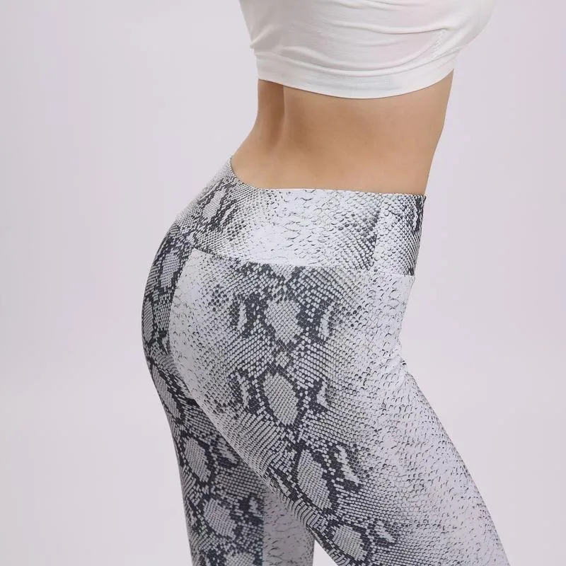 Women's Snake Printed Casual Stretchable Push Up Leggings for Fitness