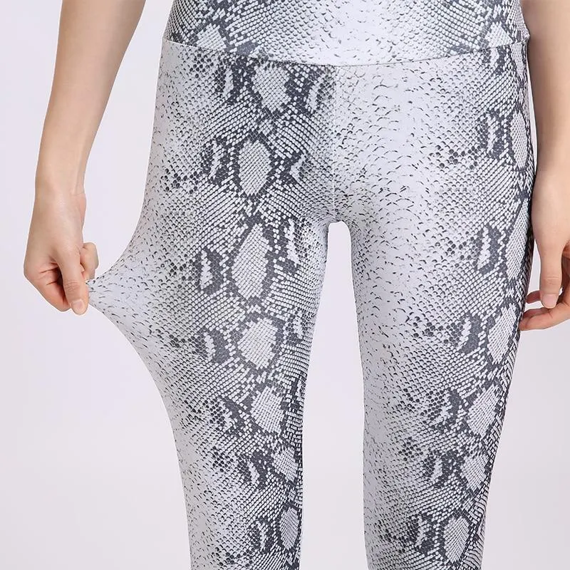 Women's Snake Printed Casual Stretchable Push Up Leggings for Fitness