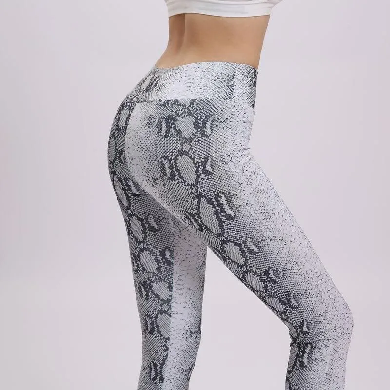 Women's Snake Printed Casual Stretchable Push Up Leggings for Fitness