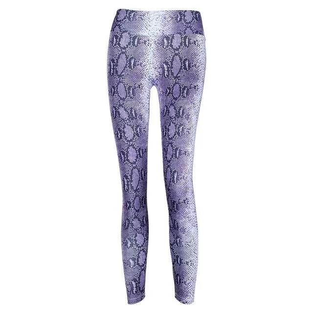 Women's Snake Printed Casual Stretchable Push Up Leggings for Fitness