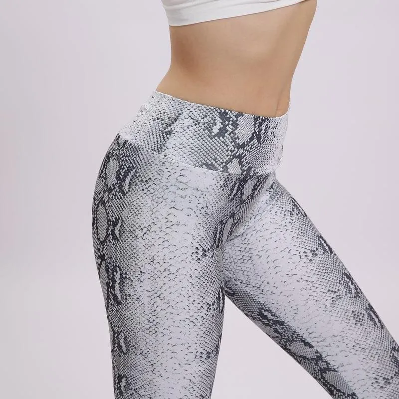 Women's Snake Printed Casual Stretchable Push Up Leggings for Fitness