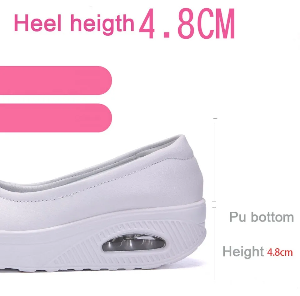 Women's Solid Concise Style Slip-on Round Toe Flat Platform Casual Shoes