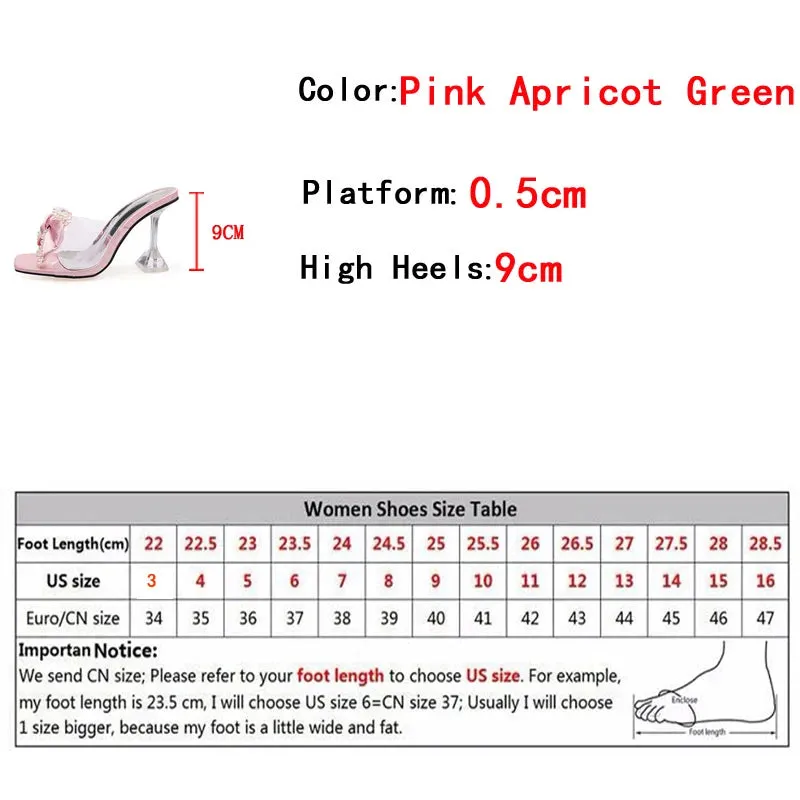 Women's Summer Pearl Butterfly-knot Transparent High Heel Pumps