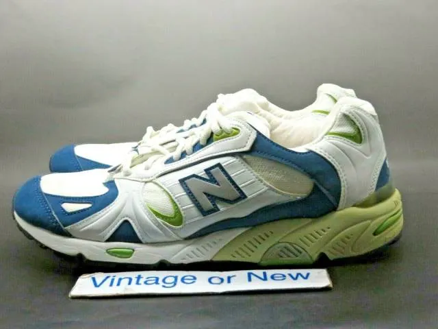 Women's vtg 90's new balance 1120 white blue lime green running shoes sz 11 2a