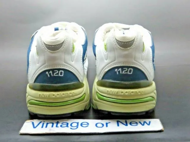 Women's vtg 90's new balance 1120 white blue lime green running shoes sz 11 2a