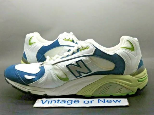 Women's vtg 90's new balance 1120 white blue lime green running shoes sz 11 2a