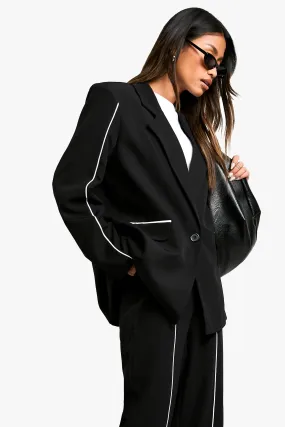 Woven Tailored Piping  Detail Blazer