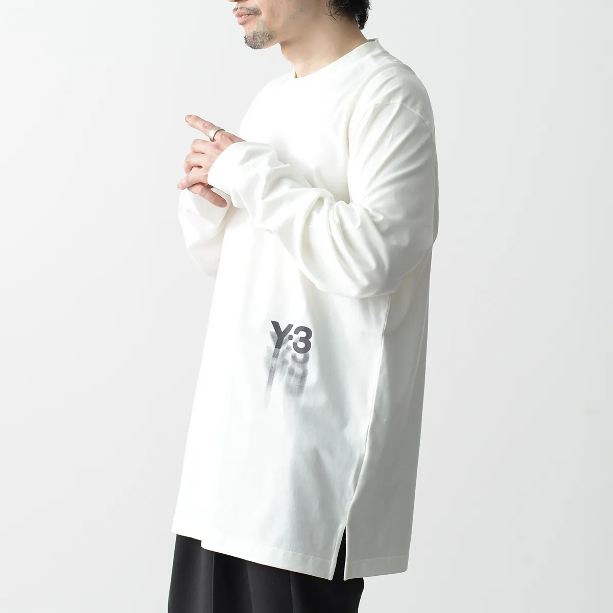 Y-3  |Crew Neck Long Sleeves Plain Cotton Long Sleeve T-shirt Logo