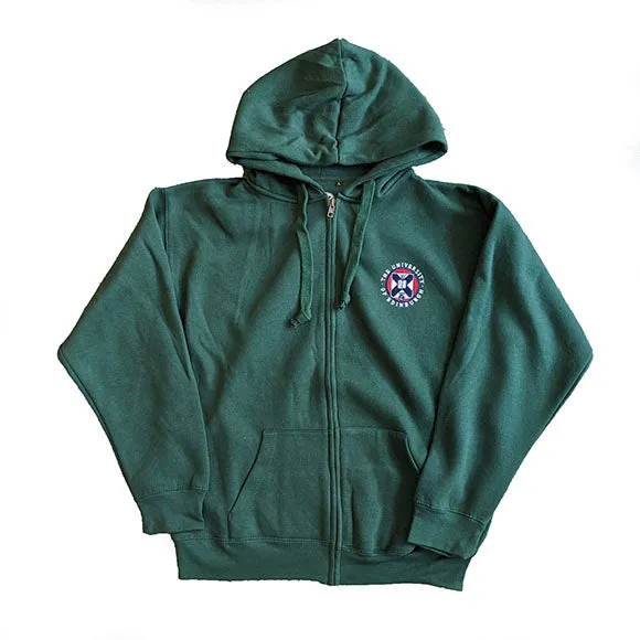 Zipped Essential Embroidered Hoodie in Green