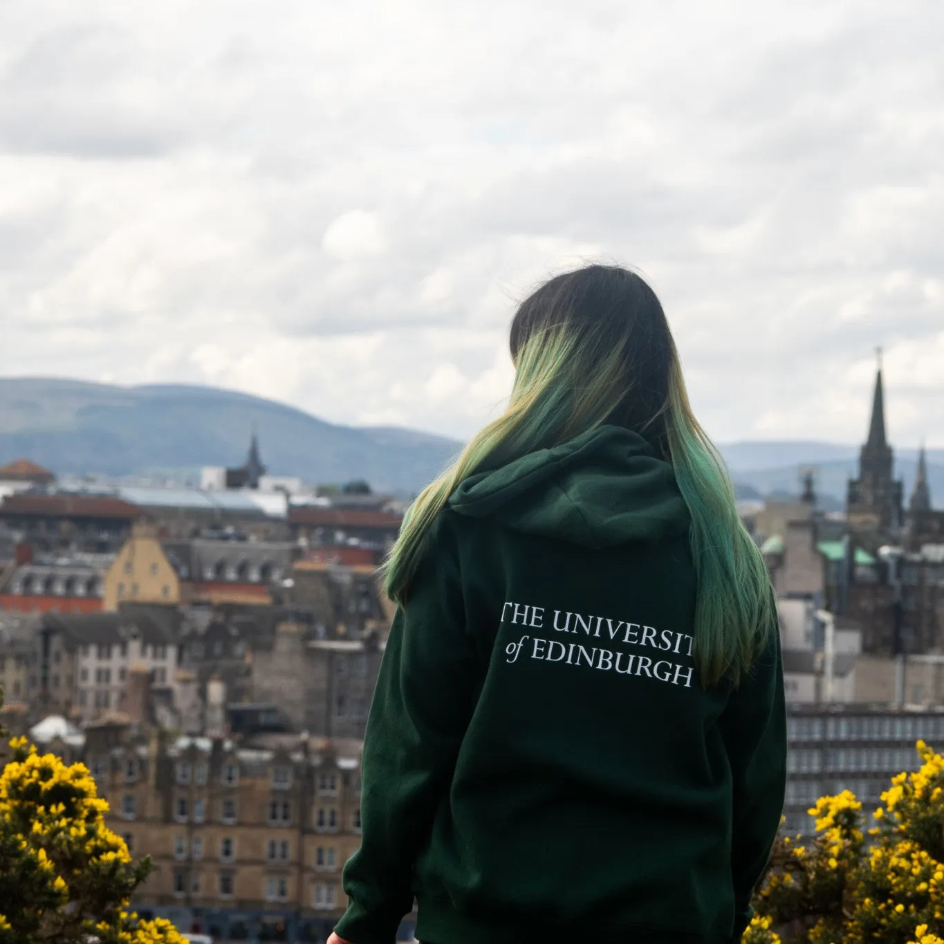 Zipped Essential Embroidered Hoodie in Green