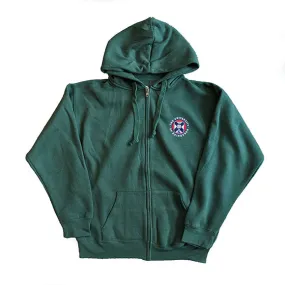 Zipped Essential Embroidered Hoodie in Green